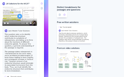 The Jack Westin MCAT® Chrome Extension screenshot
