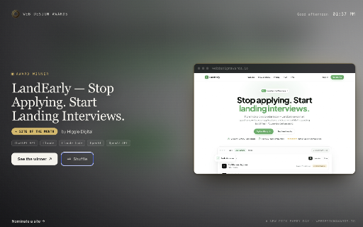Winner of the Day — Web Design Awards screenshot