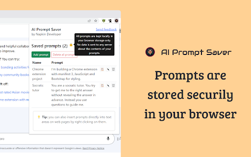 AI Prompt Saver screenshot