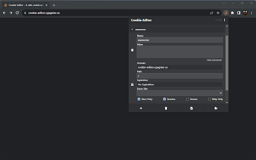 Cookie-Editor screenshot