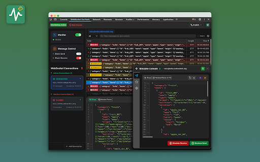 WebSocket DevTools screenshot