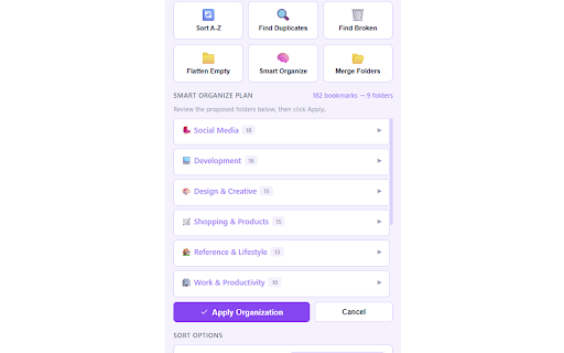 Bookmark Sorter screenshot