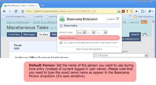 Basecamp Extension screenshot