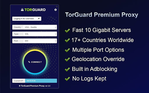 TorGuard Premium Proxy Extension screenshot
