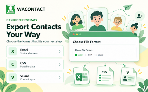 WAContact: WA Contact Extractor - Export WhatsApp Contacts to Excel/CSV/VCF screenshot