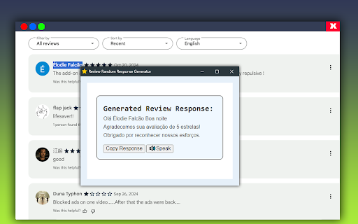 Review Random Response Generator screenshot