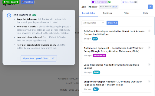 Upwork Time Saver - Job Scoring & AI Summary screenshot