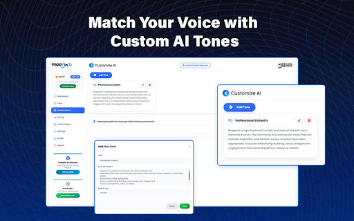 LinkedIn AI Comments & Connection Notes Generator - HappyInAI screenshot