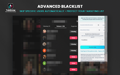 TokGrow AI - Smart Auto Follow Manager for TikTok screenshot