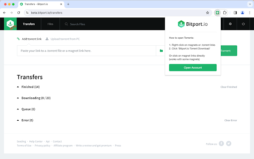 Bitport.io screenshot