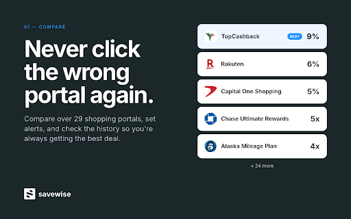 Savewise: Stack Cashback Shopping Portals & Maximize Credit Card Rewards screenshot