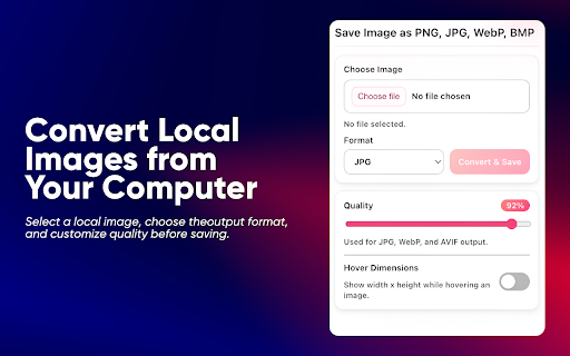 Save Image as PNG, JPG, WebP, BMP, AVIF screenshot