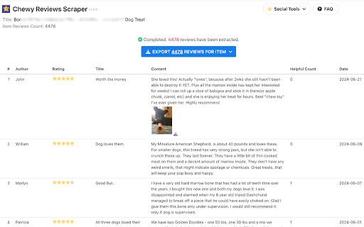 Chewy Reviews Scraper | Images screenshot