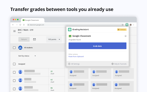 Grading Assistant: Grade transferer tool screenshot