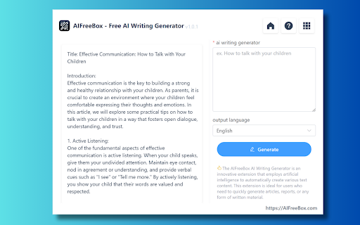 AI Writing Generator: AIFreeBox screenshot