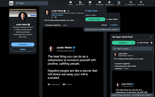 Super Post Saver – Smart Bookmark Tool for LinkedIn™ Posts screenshot