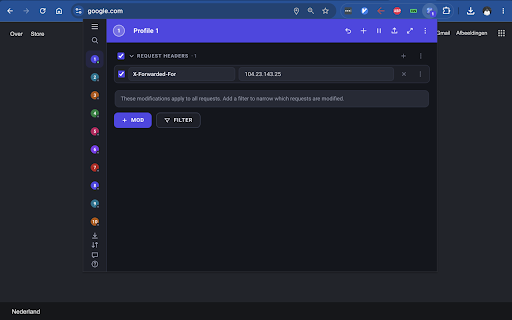ModHeader v2 screenshot