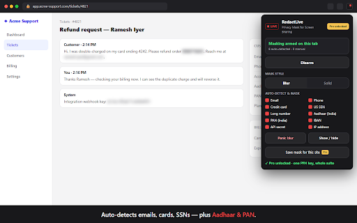 RedactLive — Privacy Mask for Screen Sharing screenshot