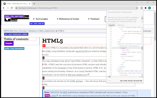 HTML Visual Validation screenshot