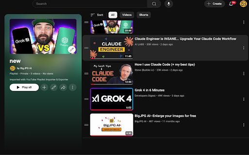 YouTube Playlist Importer & Exporter screenshot