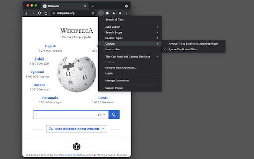 Search all Tabs screenshot