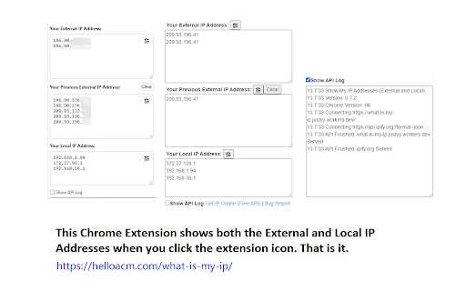 Show My IP Addresses (External and Local) screenshot