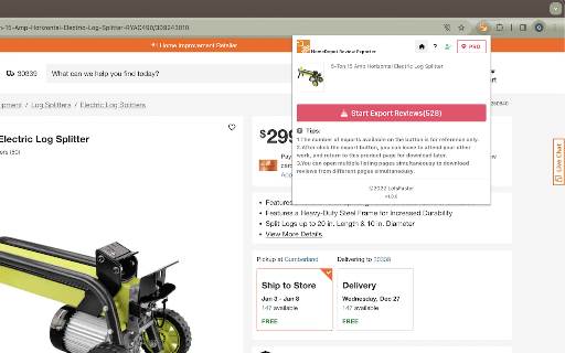 HomeDepot Review Exporter screenshot