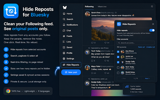 Hide Reposts for Bluesky screenshot