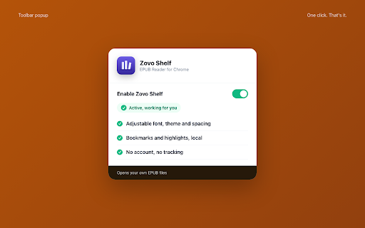 Zovo Shelf - EPUB Reader for Chrome screenshot