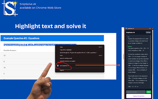 SnipSolve AI - Screenshot questions & solve math quiz with AI like GPT 5.6 screenshot