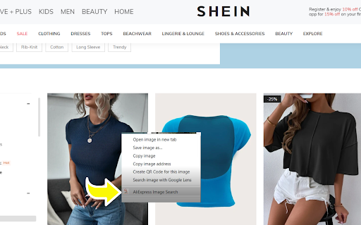 SHEIN To AliExpress Search By Image screenshot