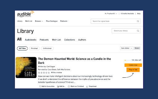 Audible Play in Tab screenshot