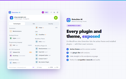 Detechtor AI - Website Technology Checker & Tech Stack Detector screenshot