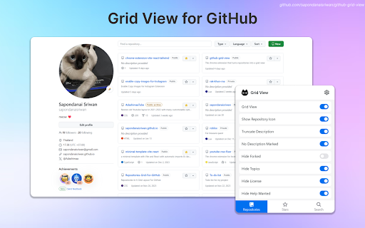 Grid View for GitHub screenshot