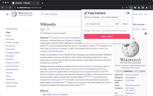 Page Editable screenshot
