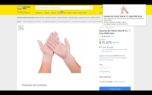 MercadoLibre Product Date screenshot