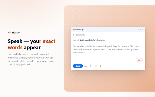Voice to Text (Whisper) + AI Writing — Sleekio screenshot