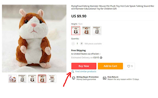 Aliexpress Search by image screenshot