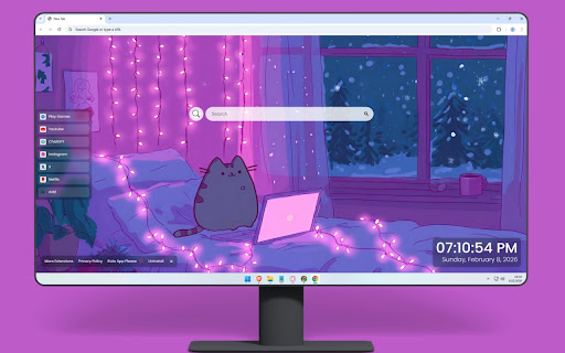 Pusheen Using Laptop In Lofi Room Live Wallpaper screenshot