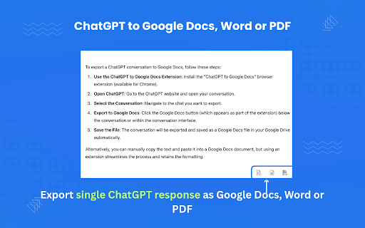 ChatGPT to Google Docs, Word or PDF screenshot