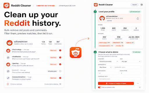 Reddit Cleaner – Bulk Delete Posts, Comments & History screenshot