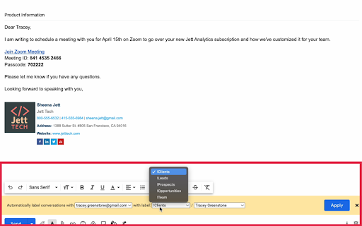 Auto Label for Google Gmail™ by cloudHQ screenshot
