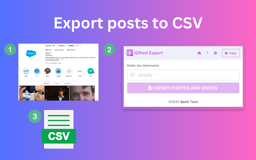 IG Post Export - Bulk Export Ins photos and videos to CSV screenshot