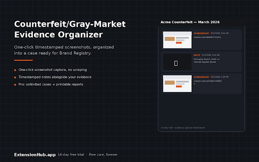 Counterfeit/Gray-Market Evidence Organizer screenshot