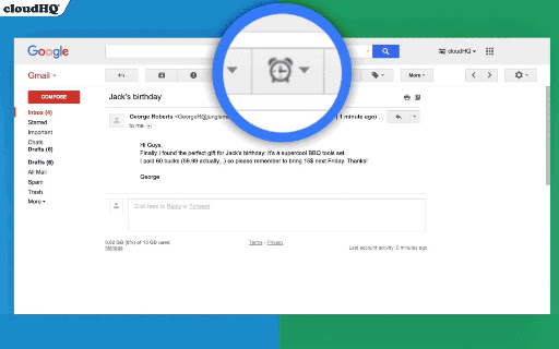 Snooze Email by cloudHQ screenshot