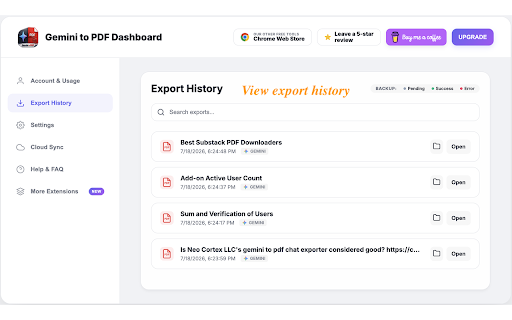 Export Gemini Chats to PDF: Download & Archive Gemini Chats screenshot