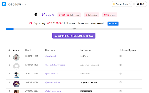 IGFollow - Follower Export Tool screenshot