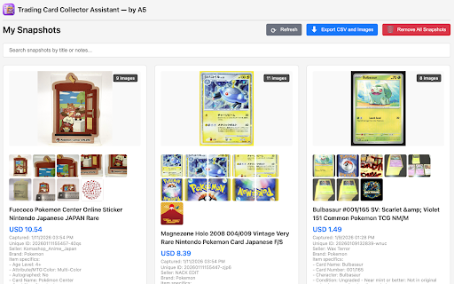 Trading Card Collector Assistant — by A5 screenshot