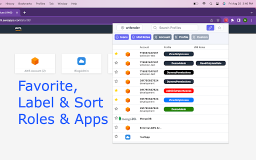 AWS SSO Extender screenshot