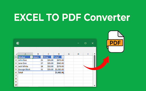Excel to pdf screenshot